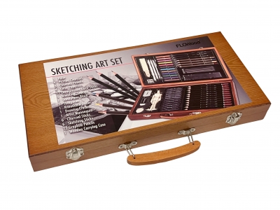 Sketch Pencil Set (Wooden Box ) – Portable Art Kit