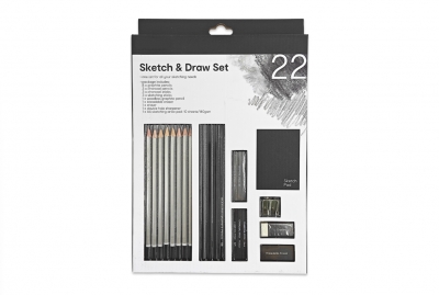 22-Piece Sketch & Draw Set, All-in-One Sketching Kit