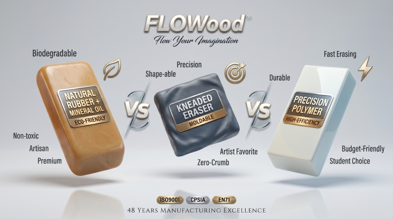 Natural Rubber vs. Kneaded Rubber vs. Polymer: Which One Should You Choose? A Professional Guide to Eraser Materials